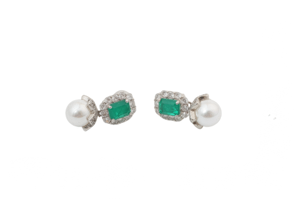Emerald pearl earrings 07852 - 图片 4