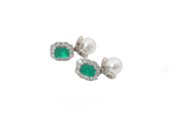 Emerald pearl earrings 07852