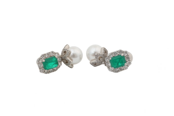 Emerald pearl earrings 07852 - 图片 2