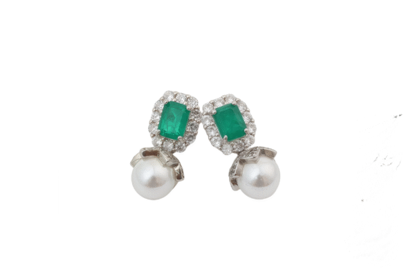 Emerald pearl earrings 07852 - 图片 3