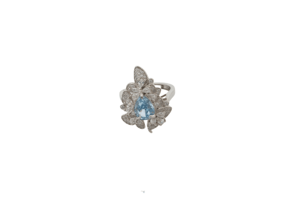 Blue spinel ring with diamonds 078311 - 图片 4