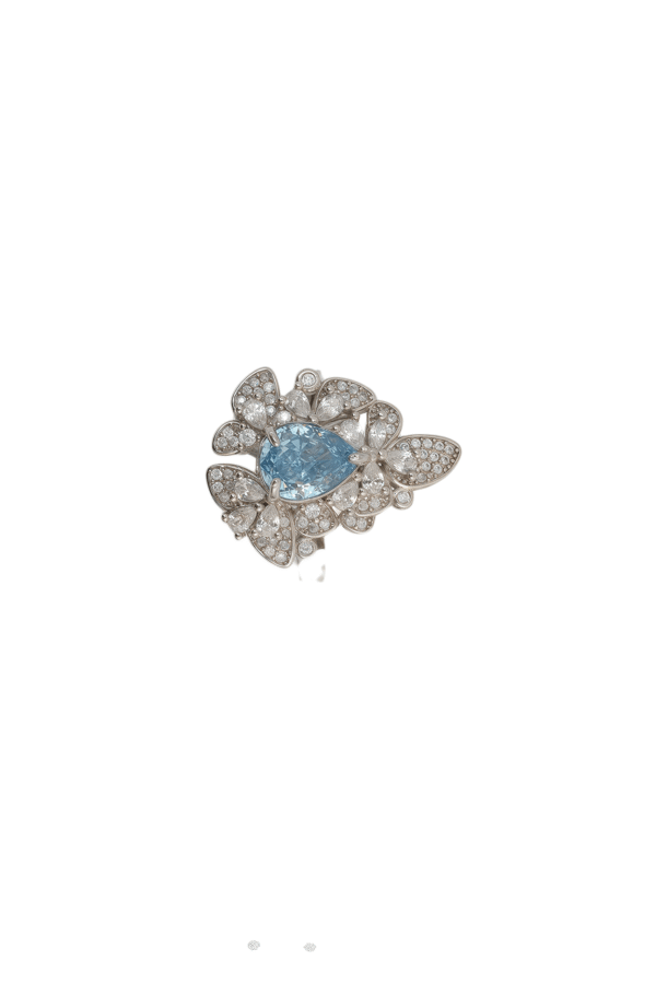 Blue spinel ring with diamonds 078311